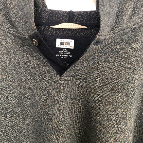 Joseph Abboud Men’s 1/4 Button Pullover Hoodie Gray Sweater 100% Cotton 3XL - Picture 4 of 10